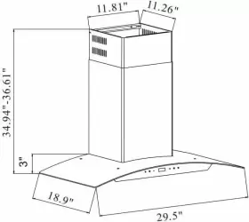 501A ACEKOOL Curved Glass Hood Kitchen Vent Ducted Ductless #2