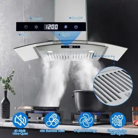 501A ACEKOOL Curved Glass Hood Kitchen Vent Ducted Ductless #3