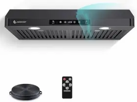UL-LF0176C1-BK AMZCHEF Cabinet Hood Steel Kitchen Stove Vent