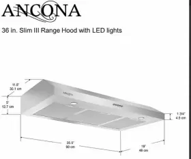 AN-1250 ANCONA Ducted Cabinet Hood Mesh Filter Light #3