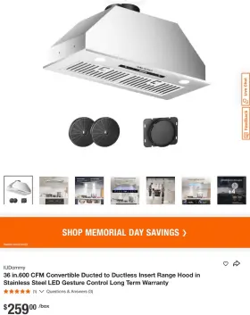 RBH236S ANLICHO Hood Cfm Steel Ducted Ductless Box