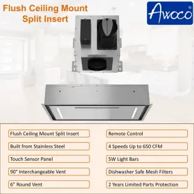 AWC-RH-IT06-CR3X AWOCO Flush Ceiling Mount Split Hood Steel #3