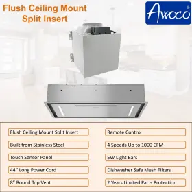 AWC-RH-IT08-CRXX AWOCO Flush Ceiling Mount Split Hood Steel #3