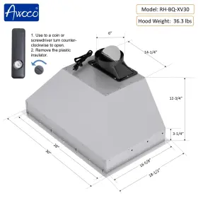 RH-BQ-XV30 AWOCO Xv Hood Voice Gesture Cfm Top Vent