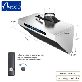 RH-SX-30 AWOCO Cabinet Slant Vent Hood Voice Gesture