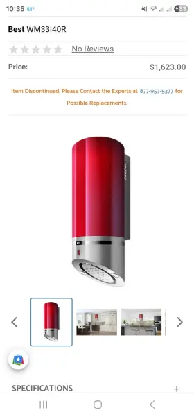 WM33I40R WALL Mount Cylinder Chimney Hood
