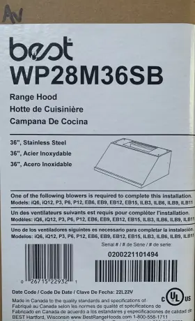 WP28M36SB WALL Mount Hood Blower #3