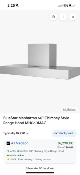MH060MA BLUE STAR Hood Liner Manhattan Great