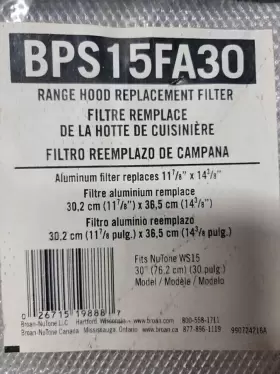 BPS15FA30 BROAN Vent Hood Filter Set #2