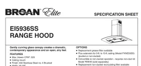 EI5936SS BROAN Elite Convertible Curved Glass Canopy Hood #3