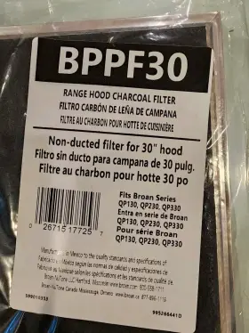 BPPF30 BROAN-NUTONE Duct Filter Evolution Qp Hood #3