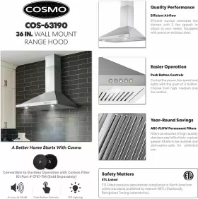 63190 COSMO Ducted Wall Mount Hood Touch #3