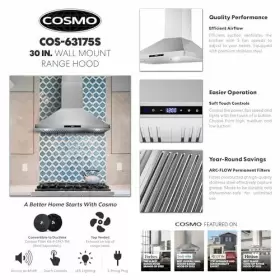 850666006232 COSMO Wall Mount Hood Ducted Convertible #3