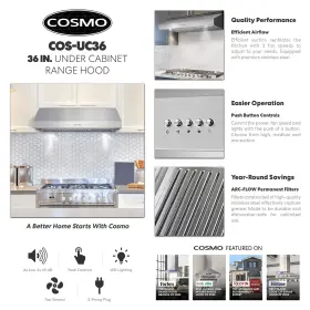 854115007764 COSMO Ducted Cabinet Hood Kitchen Stove Vent #3