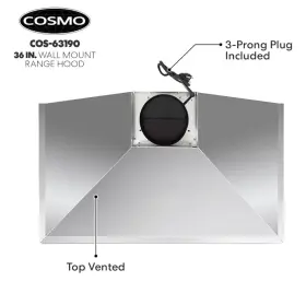 COS63190 COSMO Ducted Wall Mount Hood Steel Push #2
