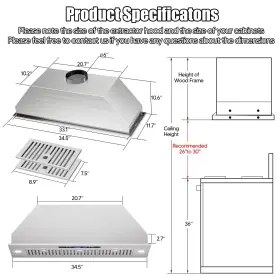 777192536357 DONIKS Hood Steel Kitchen Stove Vent Ducted Duct #2