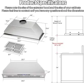 YYJ-36-GY DONIKS Hood Cfm Ducted Ductless Convertible #2