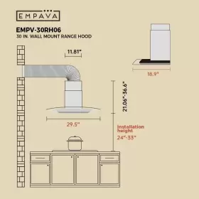057SA866 EMPAVA Wall Mount Hood Ducted Ductless Kitchen Stove #2