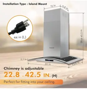 FGS-US102G75CC FIREGAS Island Hood Cfm Ceiling Mount #3
