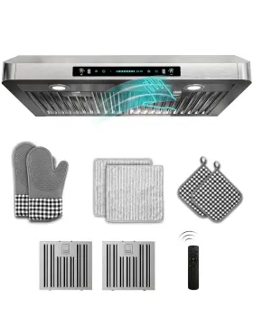 B0FQVWDFT6 FLYPINE Steel Cabinet Hood Cfm Gesture Control Ult