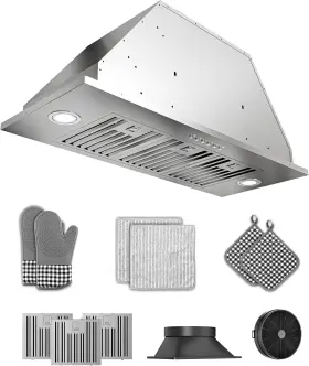 Flypine Fnb01 36 Inch Stainless Steel Insert Range Hood - 900 Cfm Ultra-quiet 4-speed Vent B