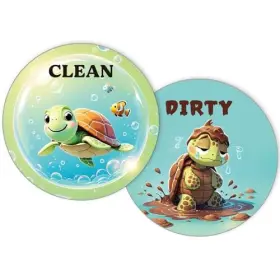 ZF225 FOULIKI Funny Dishwasher Magnet Clean Dirty Sign Double