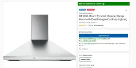 JVW5301SJ GE Wall Mount Pyramid Chimney Hood Dual Halogen