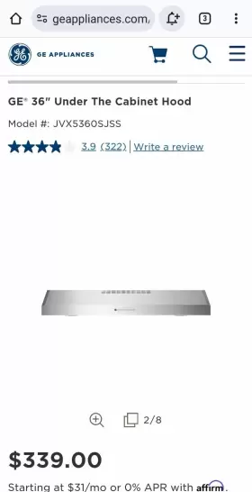 JVX5360SJSS GE Cabinet Hood Hl #2