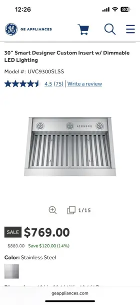 UVC9300SL GE Smart Designer Vent Hood Dimmable Led Lighting