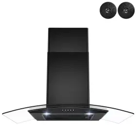 Golden Vantage 445002789769 30 Inch 217 Cfm Convertible Wall Mount Range Hood With Tempered Glass And Carbon