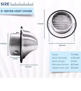 756014668131 HANDUA Neck Steel Round Exhaust Air Dryer Vent #3