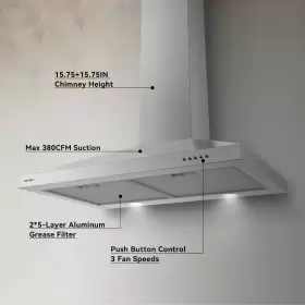 792119623989 HERMITLUX Hood Steel Wall Mount Vent Kitchen Cha #3