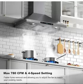 PAO230 HISOHU Hood Cfm Wall Mount Kitchen Vent Ductless #3