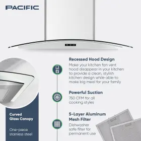 PR9930AS HOOD Economy Wall Mount Glass Chimney Euro Design #2