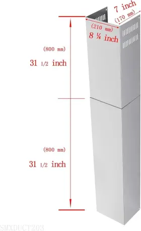 SMXDUCT210 HTHOMEPROD Wall Mount Hood Extension Steel Chimney #2