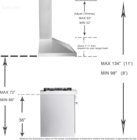 SMXDUCT210 HTHOMEPROD Wall Mount Hood Extension Steel Chimney #3