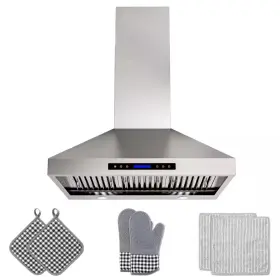 Inateck 726084594388 36 Inch 900 Cfm Convertible Wall Mount Downdraft In Stainless Steel With 4-lights