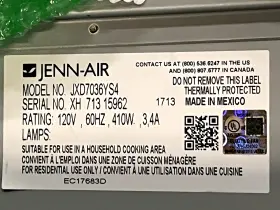 JXD7036YS4 JENN-AIR Downdraft Ventilation Hood