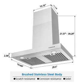 T0675 JOEAONZ Wall Mount Hood Kitchen Cook Vent Steel Led #3