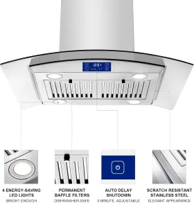 YY0275A-S638WM JOEAONZ Steel Kitchen Island Hood