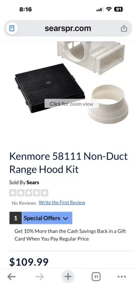 58111 KENMORE Ducted Recircultation Kit