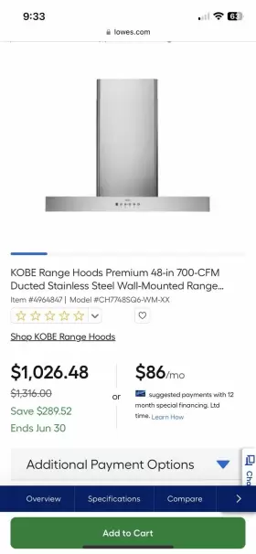 CH7748SQ6-WM-XX KOBE Hoods