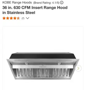 INX2636SQB-700-3 KOBE Cfm Hood Steel