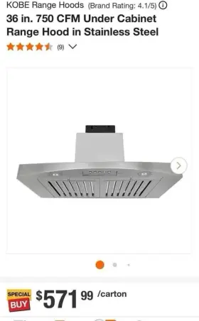 RA3836SQB-1 KOBE Hood Cfm Cabinet Steel