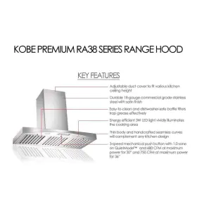 RA3830SQB-WM-1 KOBE RANGE HOODS Cfm Wall Mount Hood Steel #3