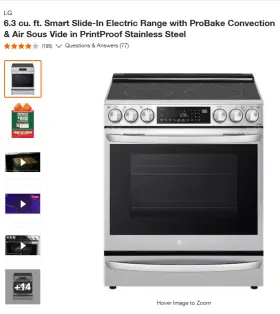 LSEL633CF LG Smart Electric Slide Convection Up