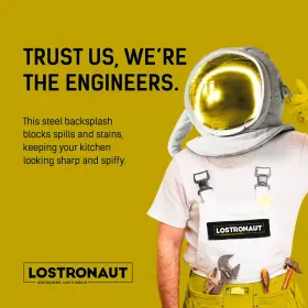 LOSTRONAUT-SS-2430 LOSTRONAUT Steel Backsplash Kitchen Wall #2