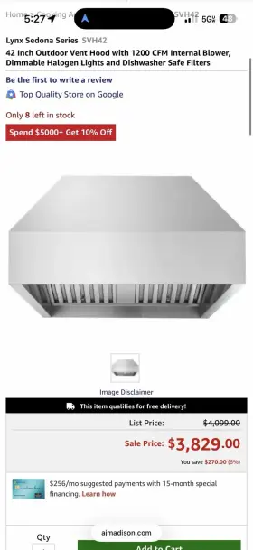 SVH42 LYNX Sedona Steel Vent Hood