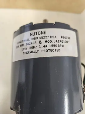 Nutone 26739.000 Vintage Model # 3091-3092 Twin Blower Motor #26739.ser 1550 Rpm 1.4 Amp