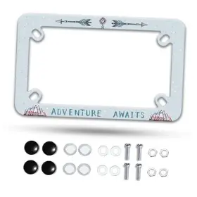 Omw2fyb Xhvnvh-iyurfy-gyyu-er-000004 Motorcycle License Plate Frame Mountain Tribal Print Pattern Adventure Awaits